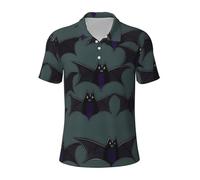 Polo à manches courtes pour homme avec motif chauve-souris, évacuation de l'humidité, séchage rapide, performance, noir, XX-Large