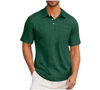 Polo à manches courtes pour homme avec poche poitrine - Polo de golf décontracté - Coupe droite - T-shirt décontracté pour le sport - T-shirt surdimensionné - T-shirt de golf à séchage rapide, vert