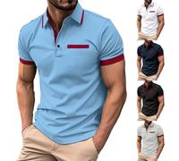 Polo à manches courtes pour homme, coupe droite, col boutonné, haut classique, élégant et basique, Z01-blue Polo pour homme, L