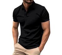 Polo à Manches Courtes pour Homme Ete Col Boutonné Polo de Golf Couleur Unie Revers T-Shirt de Sports Tennis Travail Golf Confort Casual Hauts Slim Fit Poloshirts