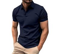 Polo à Manches Courtes pour Homme Ete Col Boutonné Polo de Golf Couleur Unie Revers T-Shirt de Sports Tennis Travail Golf Confort Casual Hauts Slim Fit Poloshirts