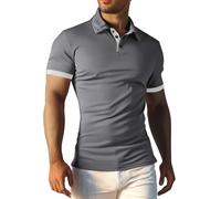 Polo à Manches Courtes pour Homme Ete Col Boutonné Polo de Golf Couleur Unie Revers T-Shirt de Sports Tennis Travail Golf Confort Casual Hauts Slim Fit Poloshirts
