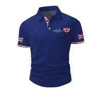 Polo à manches courtes pour homme - Motif drapeau du Royaume-Uni - Style britannique - Pour la course à pied - Polo de golf - Chemise à manches courtes - Pour l'été - Décontracté - Respirant - T-shirt
