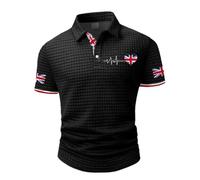 Polo à manches courtes pour homme - Motif drapeau du Royaume-Uni - Style britannique - Pour la course à pied - Polo de golf - Chemise à manches courtes - Pour l'été - Décontracté - Respirant - T-shirt