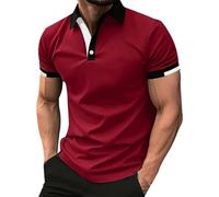 Polo à manches courtes pour homme - Pour l'été - Loisirs - Décontracté - Boutonné - Chemise d'été respirante - Haut de tennis - Noir - Polo fonctionnel - Pour la randonnée, rouge, 6XL