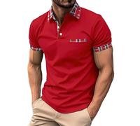 Polo à manches courtes pour homme - Style décontracté et classique - Pour l'été - Couleurs contrastées - T-shirt de base respirant avec poche - Idéal pour le golf, les loisirs en plein air et les
