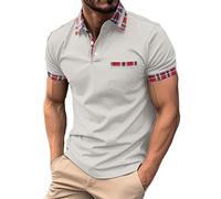 Polo à manches courtes pour homme - Style décontracté et classique - Pour l'été - Couleurs contrastées - T-shirt de base respirant avec poche - Idéal pour le golf, les loisirs en plein air et les