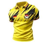 Polo à manches courtes pour homme - Style rétro - Motif drapeau de l'équipe allemande - Léger et respirant - Pour sports de plein air, jaune, 4XL