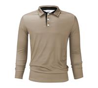 Polo à manches courtes pour homme - T-shirt basique de tennis - Séchage rapide - Manches longues - Décontracté - Respirant - Athlétique - Stretch - Col de sport décontracté - En coton, kaki, 4XL