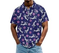 Polo à manches courtes pour homme, t-shirt uni décontracté en duvet imprimé à manches courtes pour le travail, les vacances, la marche en plein air, bleu, M