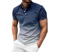 Polo à Manches Courtes pour Hommes Couleur de Contraste Ete Col Boutonné Polo de Golf Revers T-Shirt de Sports Tennis Travail Golf Confort Casual Hauts Slim Fit Poloshirt