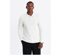 Polo à manches longues - Ombre - Blanc - Coupe régulière - Col polo - Style décontracté S