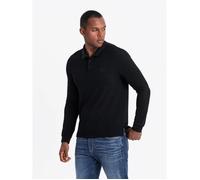 Polo à manches longues - Ombre - Noir - Col polo - Coupe régulière - Style décontracté S