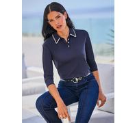 Polo à manches longues pierres fantaisie sur le col - Ashley Brooke - marine MARINE 36