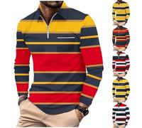 Polo à manches longues pour homme avec poche zippée et rayures, Z02-Polo gris foncé pour homme, L