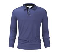 Polo à manches longues pour homme - Col rabattu - Simple - Léger - Respirant - Tendance - Chemise d'affaires - Infroissable - Stretch - Évacuation de l'humidité - Chemise de loisirs pour homme, Marine