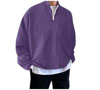 Polo à manches longues pour homme - Demi fermeture éclair - Pull polaire - Pour l'hiver - Chaud - En polaire - Pour l'automne et l'hiver - Sweat-shirt à manches longues - Pour le jogging, le ski, le
