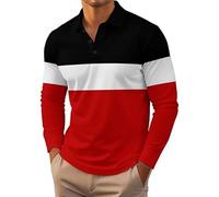 Polo à manches longues pour homme en coton rayé avec col boutonné