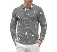 Polo à manches longues pour homme - Itinéraires d'avion autour du monde - T-shirts tactiques de golf décontractés pour hommes à séchage rapide, Style 38, Taille S