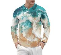 Polo à manches longues pour homme - Ocean Wave Crash T-shirts tactiques de golf à séchage rapide pour homme, Style 11, Taille M