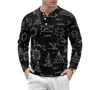 Polo à manches longues pour homme - T-shirt tactique de golf à séchage rapide pour homme - Imprimé équation mathématique noir, Style :, XX-Large