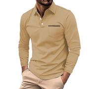 Polo à Manches Longues pour Hommes Dessus de Bureau d'affaires de Travail léger de Mode Sweat-Shirts d'exercice de Golf athlétique d'entraînement boutonné en Plein air