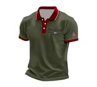 Polo Anti Transpirant Homme - Chemise Homme Classique Manches Courtes Motif Drapeau Britannique Tricot Mélangé Respirant Confortable Décontracté Boutonné Saison Estivale