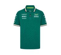 Polo Aston Martin Officiel Formule 1 Homme Vert - Coupe Droite - Col Polo - Manches Courtes - Polyester S