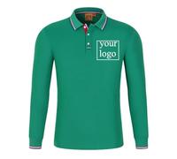 Polo avec Logo Personnalisé, Chemise À Manches Longues Personnalisée avec Impression, Haut d'affaires Coupe Ample pour Hommes Green,L