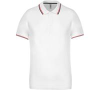 Polo Bandes Contrastées Homme - K250 - Blanc Navy-Red- Manches Courtes