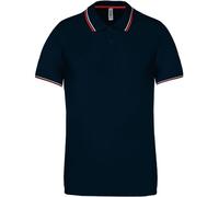 Polo Bandes Contrastées Homme - K250 - Bleu Marine Rouge-Blanc - Manches Courtes