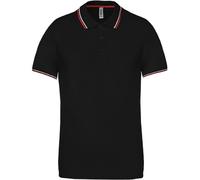 Polo Bandes Contrastées Homme - K250 - Noir - Rouge-Blanc - Manches Courtes