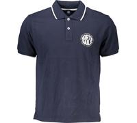 Polo bleu pour hommes à manches courtes avec détails contrastés et logo imprimé, taille : S Couleur : Blu