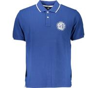 Polo bleu pour hommes avec détails contrastés et impression - manches courtes, 2 boutons, taille : S Couleur : Blu