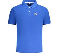 Polo bleu pour hommes avec logo et application - 2 boutons, manches courtes, taille : 3XL Couleur : Blu