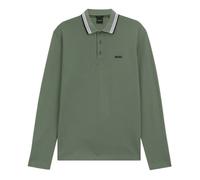 Polo Boss PLISY Vert à manches longues - Élégance décontractée en coton piqué L