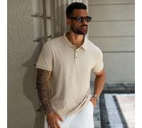 Polo chemise homme d'été en tricot à rayures verticales jacquard, cadeau décontracté pour mari et petit ami, convient pour les sorties quotidiennes, les rassemblements entre amis et les week-ends de d