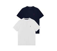 Polo Club Lot de Deux T-Shirts Basiques Bleu Marine et Blanc à Manches Courtes et à Logo brodé 100% Coton Homme