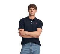 Polo Club Polo Bleu Marine en piqué avec Patte à Trois Boutons et Logo brodé Contrastant Homme