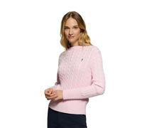 Polo Club Pull en Maille Torsadée pour Femme de Couleur Rose avec Logo brodé
