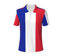 Polo confortable et élégant imprimé drapeau français, pour toutes les occasions, doux, respirant et élégant, noir, Taille L