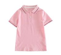 Polo Coton Enfant Ado 2-16 Ans Tee Shirt Unie Boutonnée Polos Manches Col Revers à Couleur de Contraste, Chemisier Décontractée pour Bebe Filles Garcon Vetement de Sport Golf