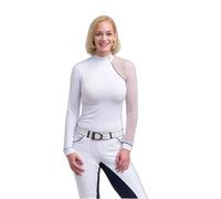 Polo de concours équitation manches longues femme Cavalliera Modern Blanc XS