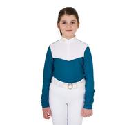 Polo de concours manches longues zippé fille Equestro Bleu 10 ans