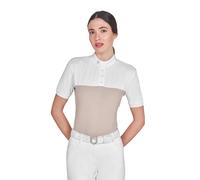 Polo de concours tissu technique et mesh femme Equestro Beige M