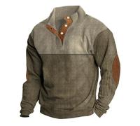 Polo de golf à manches longues pour homme - Col montant - Avec boutons - Pour l'hiver - Chaud - Grandes tailles - Pour l'extérieur - Coupe ajustée - Polo de tennis - Pull d'hiver - S-4XL, vert, XL