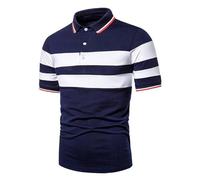 Polo De Golf Homme Manches Courtes Polos Contrasté Travail avec Boutons Couleur Unie Revers Tennis Sports T-Shirt D'été Respirant Stretch Poloshirt Décontracté Haut