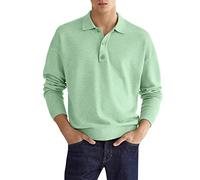 Polo de golf pour homme - Haut de golf à manches longues tendance décontracté vêtements de travail polo de tennis t-shirts pour homme simple couleur unie en velours chemise formelle à col à revers