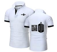 Polo De Golf pour Homme T-Shirt pour Doctor Who Imprimé Revers Manches Courtes T-Shirts De Rugby Polos Décontractés T-Shirts De Sport - Cadeaux pour Adolescents-White||M