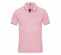 Polo de golf uni à manches courtes pour femme - Col à revers - Séchage rapide - Léger et confortable - Évacuation de l'humidité - 3 boutons, Rose 1, XL